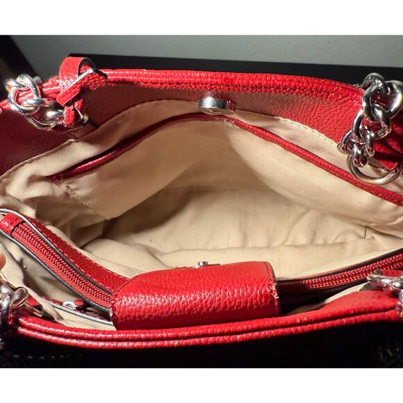 Dana Buchman Red Leather Shoulder Handbag Purse - Picture 5 of 8